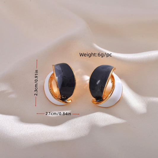 1 Pair Simple Style Color Block Plating Alloy Ear Studs