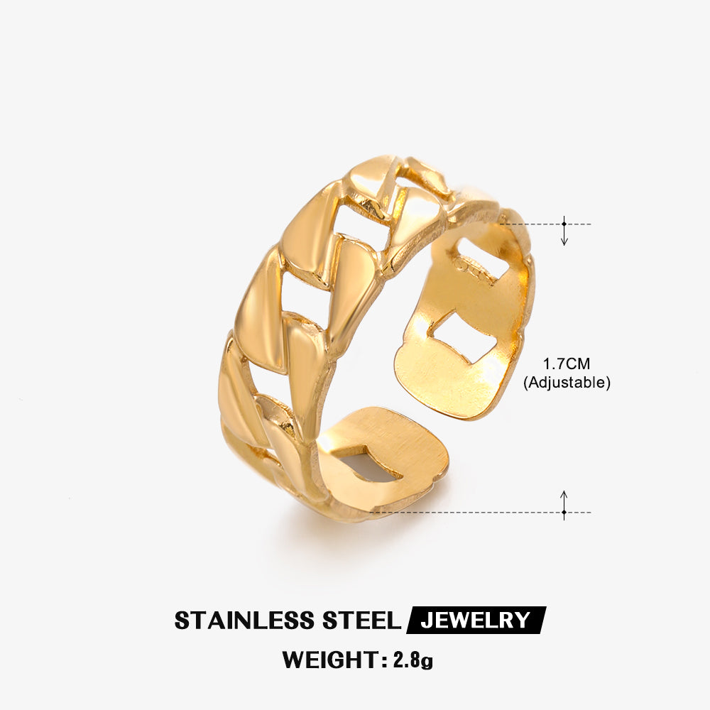 Wholesale Jewelry IG Style Geometric 304 Stainless Steel 18K Gold Plated Plating Open Ring