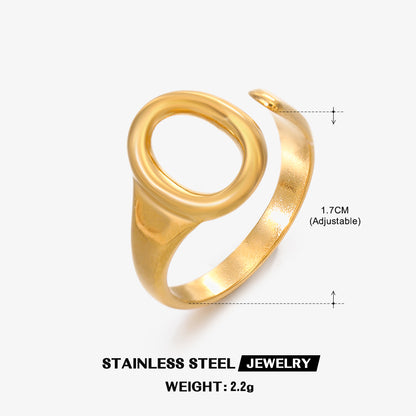 Wholesale Jewelry IG Style Geometric 304 Stainless Steel 18K Gold Plated Plating Open Ring