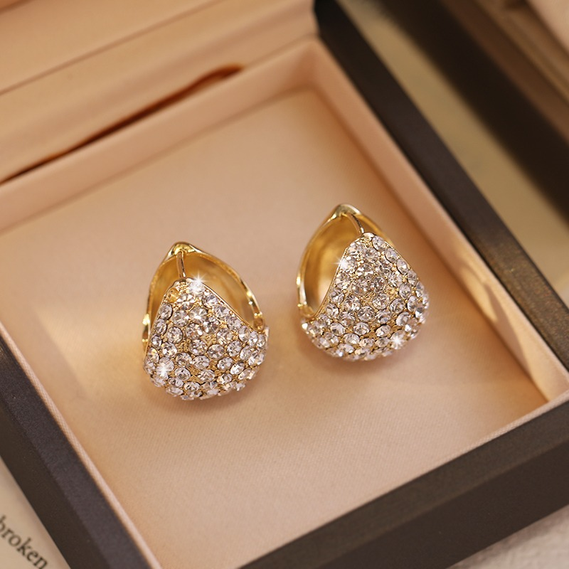 1 Pair Sweet Flower Irregular Plating Inlay Alloy Artificial Diamond Earrings