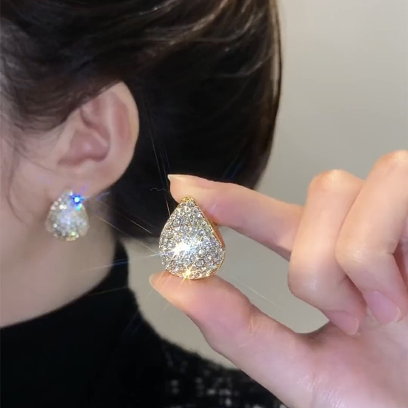 1 Pair Sweet Flower Irregular Plating Inlay Alloy Artificial Diamond Earrings