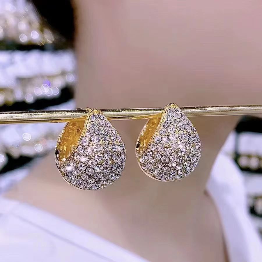 1 Pair Sweet Flower Irregular Plating Inlay Alloy Artificial Diamond Earrings