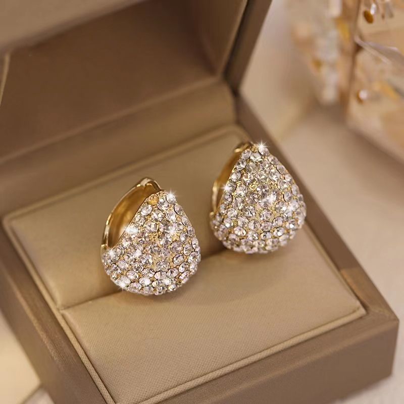 1 Pair Sweet Flower Irregular Plating Inlay Alloy Artificial Diamond Earrings