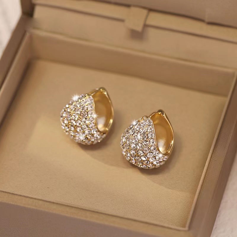 1 Pair Sweet Flower Irregular Plating Inlay Alloy Artificial Diamond Earrings