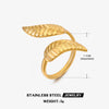 Simple Style Leaf Stainless Steel Plating Open Ring