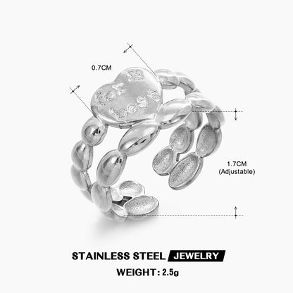 Ig Style Heart Shape Stainless Steel Plating Open Ring