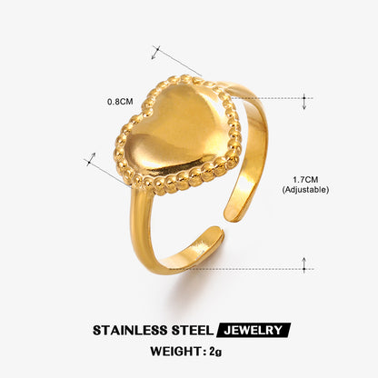 Ig Style Heart Shape Stainless Steel Plating Open Ring