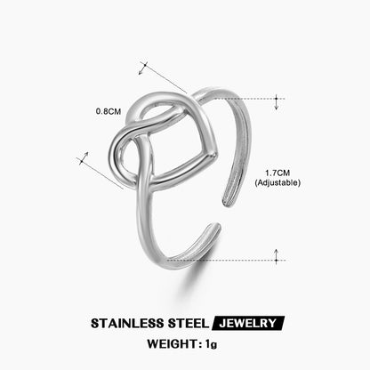 Ig Style Heart Shape Stainless Steel Plating Open Ring