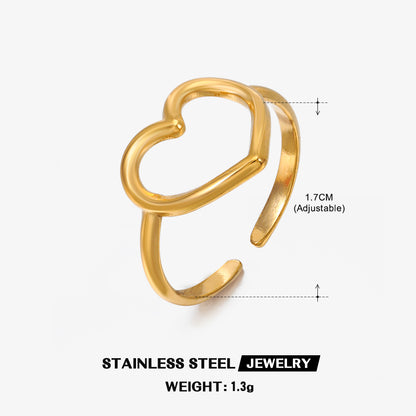 Ig Style Heart Shape Stainless Steel Plating Open Ring