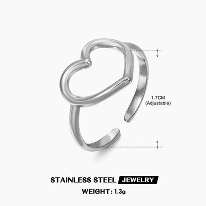 Ig Style Heart Shape Stainless Steel Plating Open Ring