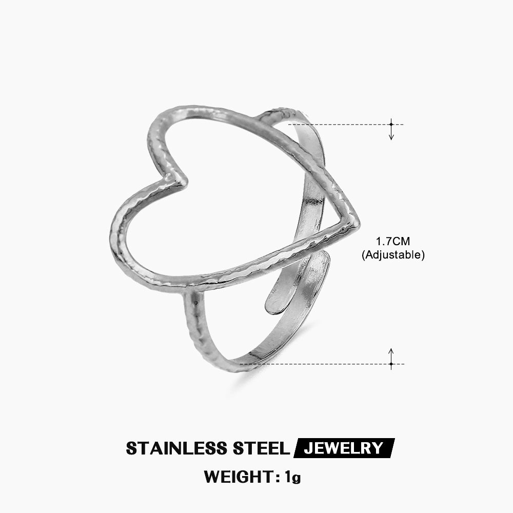 Ig Style Heart Shape Stainless Steel Plating Open Ring