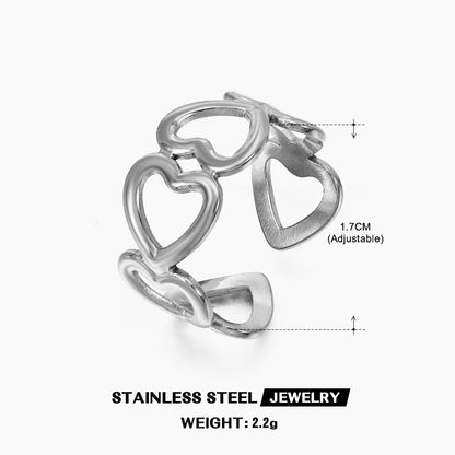 Ig Style Heart Shape Stainless Steel Plating Open Ring