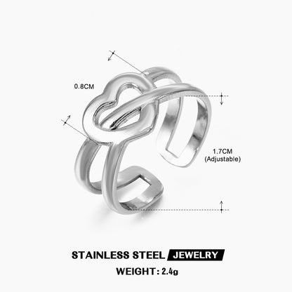 Ig Style Heart Shape Stainless Steel Plating Open Ring