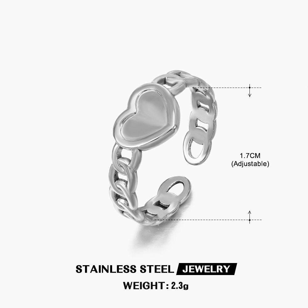 Ig Style Heart Shape Stainless Steel Plating Open Ring