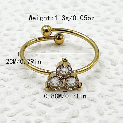 Wholesale Casual Romantic Modern Style Four Leaf Clover Flower Whale Stainless Steel Plating Inlay Gold Plated Zircon Rings