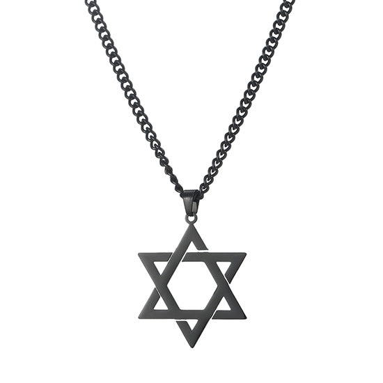 Simple Style Hexagram Stainless Steel Titanium Steel Plating Hollow Out Pendant Necklace 1 Piece