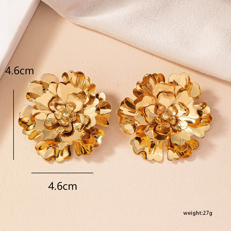 1 Pair Ig Style Simple Style Flower Plating Ferroalloy 14k Gold Plated Ear Studs