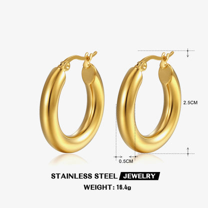 1 Pair Simple Style Solid Color Stainless Steel 18k Gold Plated Earrings