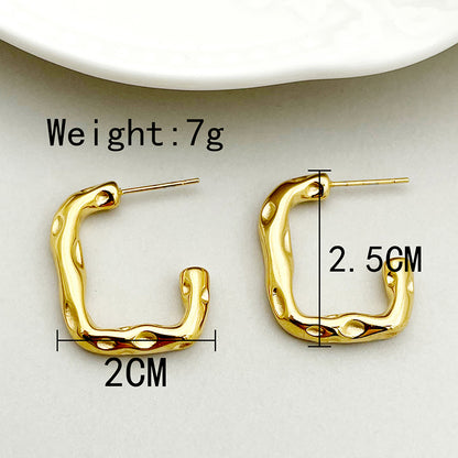 1 Pair Casual Vacation Classic Style C Shape Plating Stainless Steel Gold Plated Earrings