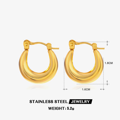 1 Pair Simple Style Round Plating Stainless Steel 18k Gold Plated Hoop Earrings