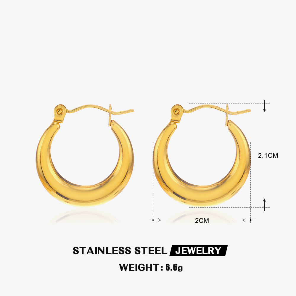 1 Pair Simple Style Round Plating Stainless Steel 18k Gold Plated Hoop Earrings