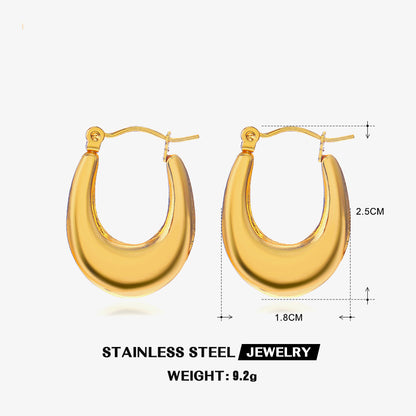 1 Pair Simple Style Round Plating Stainless Steel 18k Gold Plated Hoop Earrings