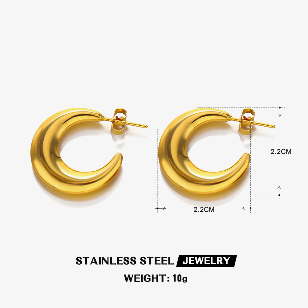 1 Pair Ig Style Moon Plating Stainless Steel 18k Gold Plated Ear Studs