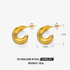 1 Pair Simple Style C Shape Plating Stainless Steel 18k Gold Plated Ear Studs