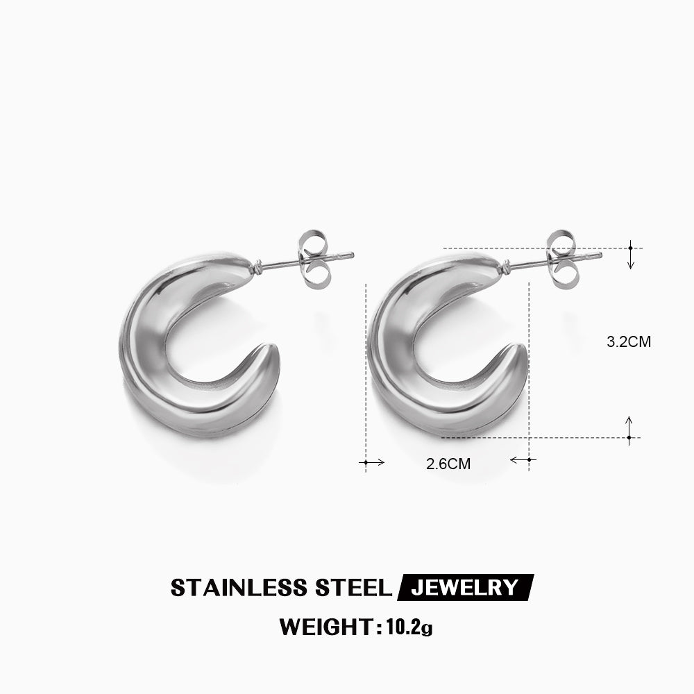 1 Pair Simple Style C Shape Plating Stainless Steel 18k Gold Plated Ear Studs