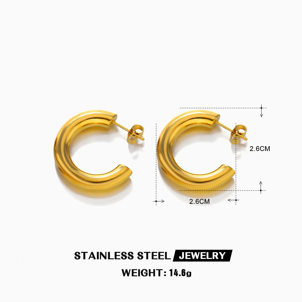 1 Pair Simple Style C Shape Plating Stainless Steel 18k Gold Plated Ear Studs