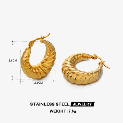 1 Pair Simple Style Round Plating Stainless Steel 18k Gold Plated Earrings