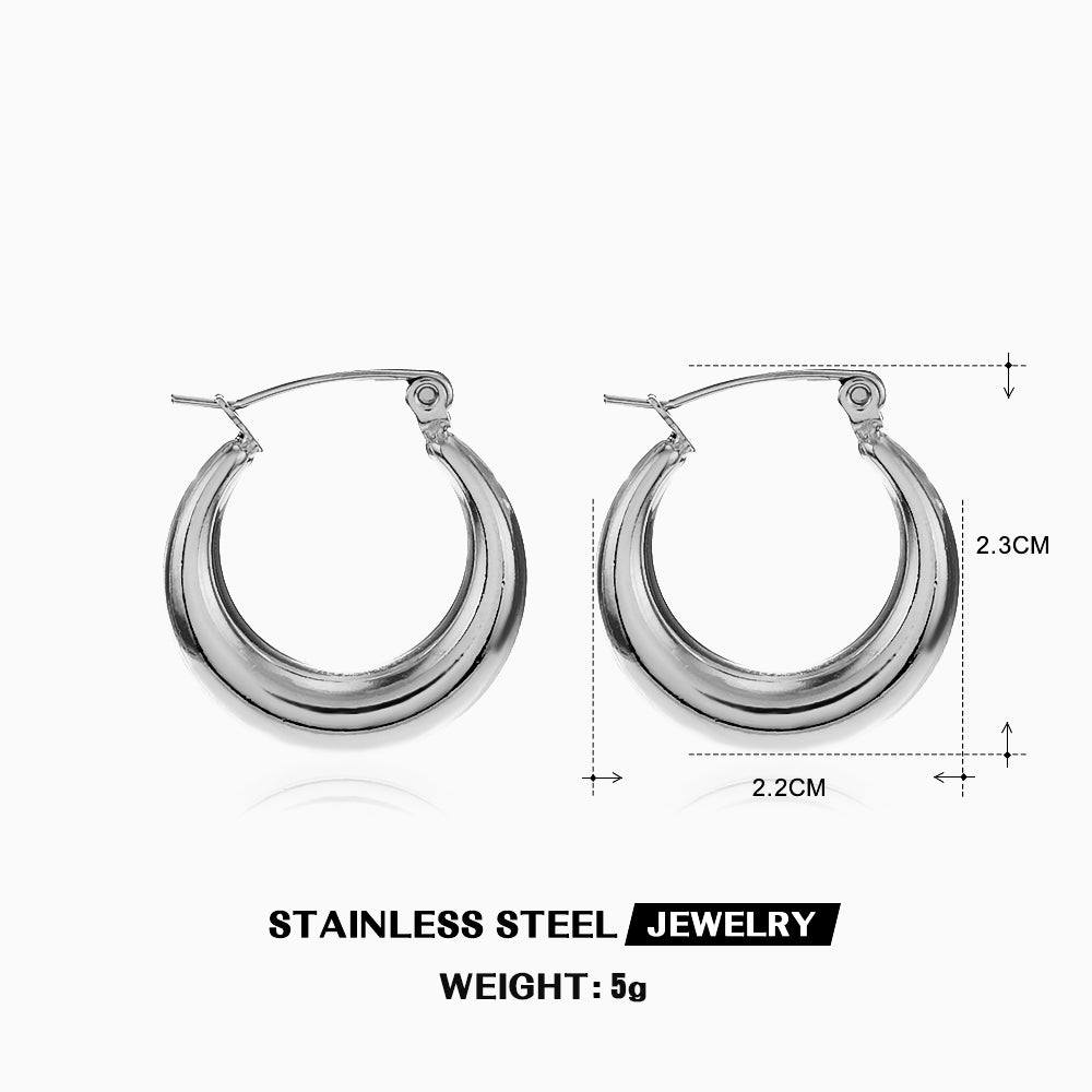 1 Pair Simple Style Round Plating Stainless Steel 18k Gold Plated Hoop Earrings