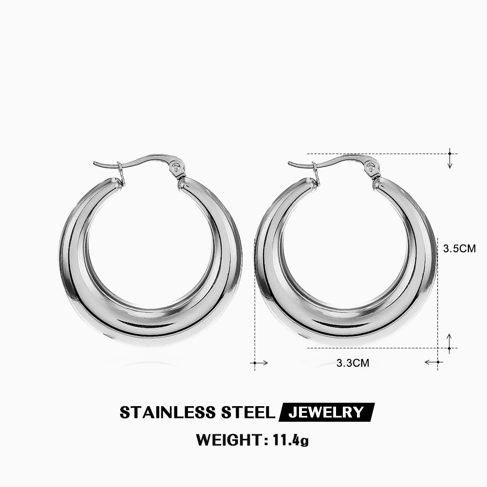 1 Pair Simple Style Round Plating Stainless Steel 18k Gold Plated Hoop Earrings