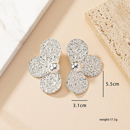 1 Pair Retro Flower Plating Alloy Ear Studs