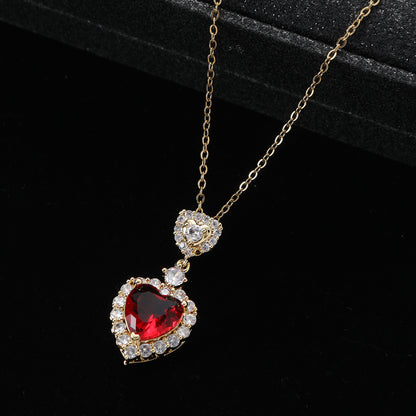 Elegant Lady Classic Style Star Heart Shape Alloy Inlay Artificial Gemstones Zircon Women's Pendant Necklace