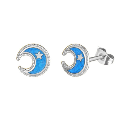 1 Pair Casual Basic Geometric Moon Heart Shape Titanium Steel Ear Studs