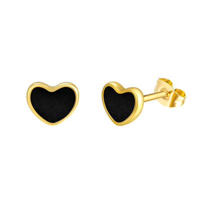 1 Pair Casual Basic Geometric Moon Heart Shape Titanium Steel Ear Studs