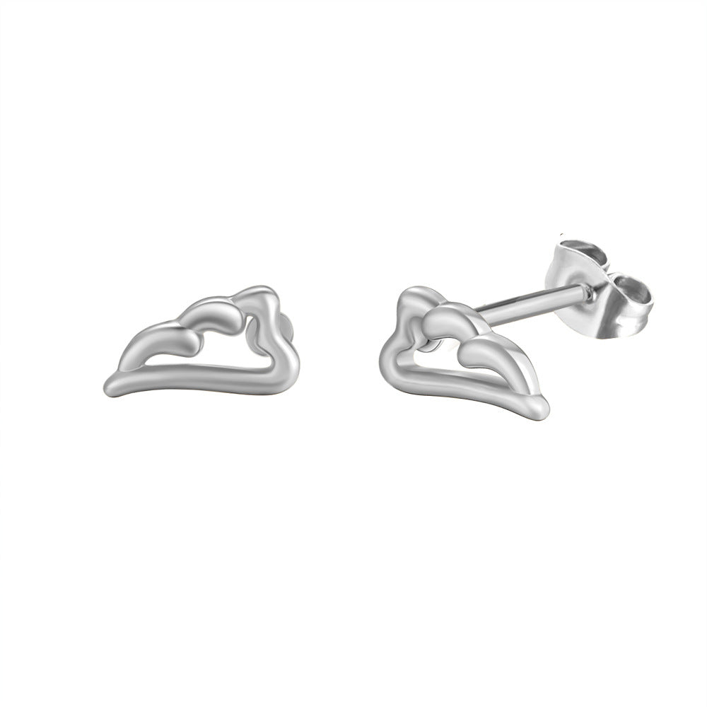 1 Pair Casual Basic Geometric Moon Heart Shape Titanium Steel Ear Studs