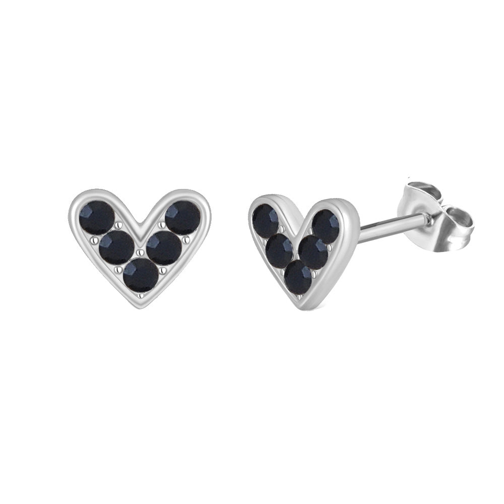 1 Pair Elegant Heart Shape Inlay Titanium Steel Zircon Ear Studs