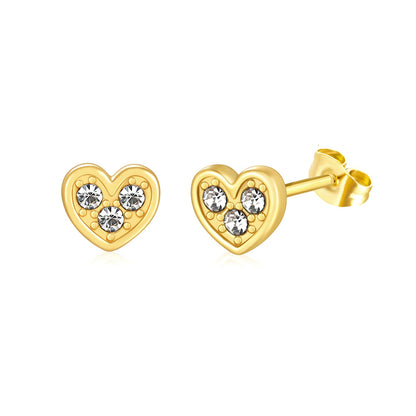 1 Pair Elegant Heart Shape Inlay Titanium Steel Zircon Ear Studs