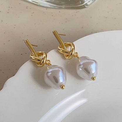 1 Pair Elegant Simple Style Streetwear Flower Bow Knot Plating Inlay Alloy Artificial Pearls Zircon Ear Studs