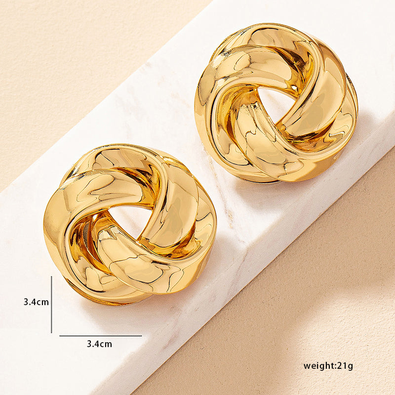 1 Pair Vacation Solid Color Plating Metal Gold Plated Ear Studs