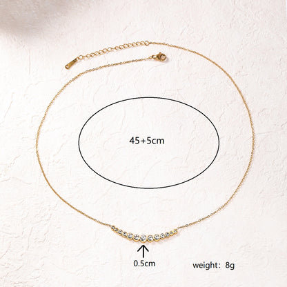 Vacation Simple Style Solid Color Stainless Steel Plating Inlay Rhinestones 18k Gold Plated Pendant Necklace