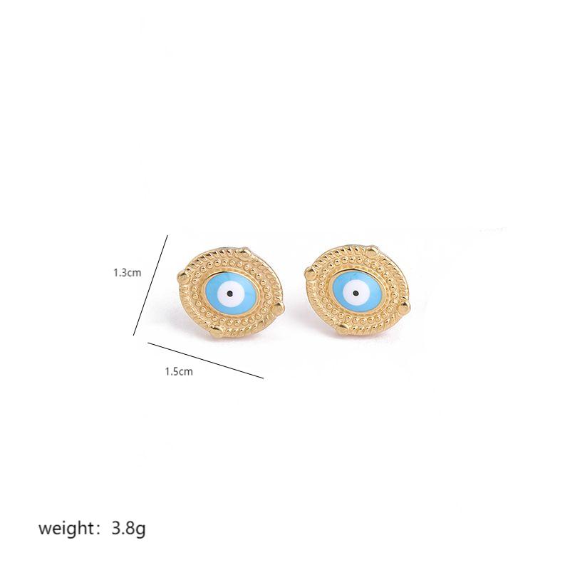 1 Pair Commute Sun Eye Enamel Plating Stainless Steel 18k Gold Plated Ear Studs