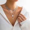 Casual Simple Style Commute Irregular Cross Round Alloy Copper Pendant Necklace