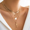 Casual Simple Style Commute Irregular Cross Round Alloy Copper Pendant Necklace