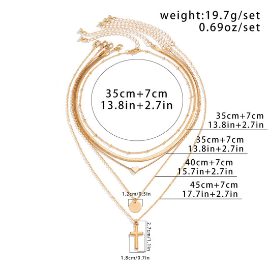 Casual Simple Style Commute Irregular Cross Round Alloy Copper Pendant Necklace