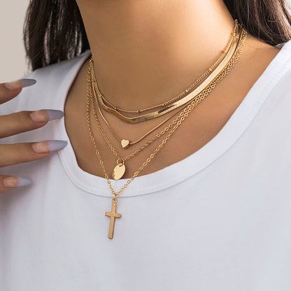 Casual Simple Style Commute Irregular Cross Round Alloy Copper Pendant Necklace