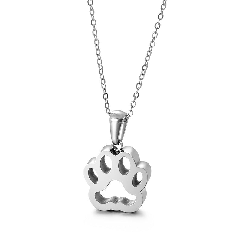 Casual Streetwear Paw Print Stainless Steel Titanium Steel Plating Pendant Necklace