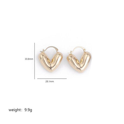 1 Pair Basic Classic Style V Shape Heart Shape Plating Copper 18k Gold Plated Earrings